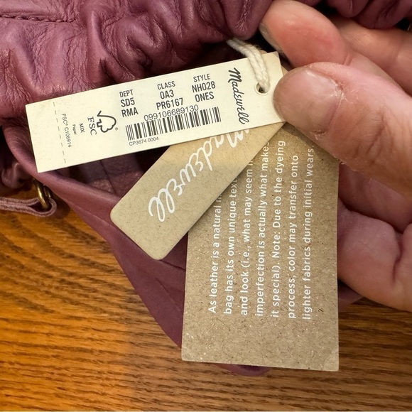 NWT, Madewell The Piazza Mini Crossbody Bag, Leather, Purple, 11” X 5.5” X 5” - Picture 5 of 9